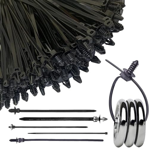 Bridas con cremallera de montaje a presión: juego de 160 piezas, clips para mazos de automotrices, herramienta de sujeción de, organizador de cables de montaje a presión | Ideal para uso