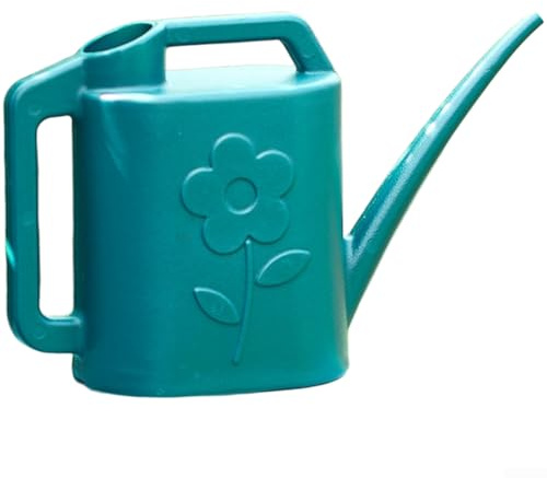 Annaffiatoio di grande capacità da 4 l, con beccuccio lungo e doppi manici, per giardinaggio domestico, piante da interno ed esterno, robusto vaso in plastica PE (4 l, verde smeraldo)