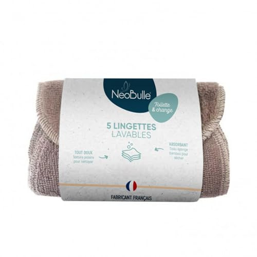 Lot de 5 lingettes lavables en bambou et coton Néobulle