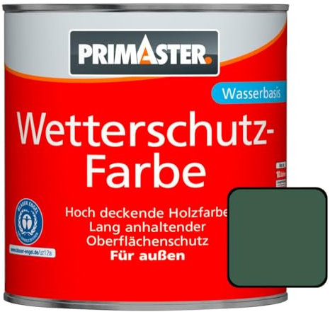 Primaster Wetterschutzfarbe 750ml Fjordgrün Holzfarbe UV-Schutz Wetterschutz