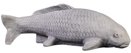 gartendekoparadies.de Koi-Fisch, Steinfigur, H. 21 cm, 18 kg, Grau, frostsicher aus Steinguss für Außenbereich