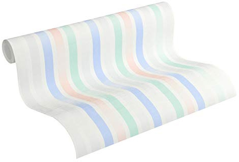 ESPRIT Vliestapete Morning Blush Tapete gestreift grafisch 10,05 m x 0,53 m blau grün rosa Made in Germany 365251 36525-1