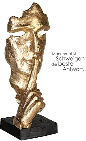 Casablanca - Scultura decorativa Silence Poly, colore oro, altezza 39 cm