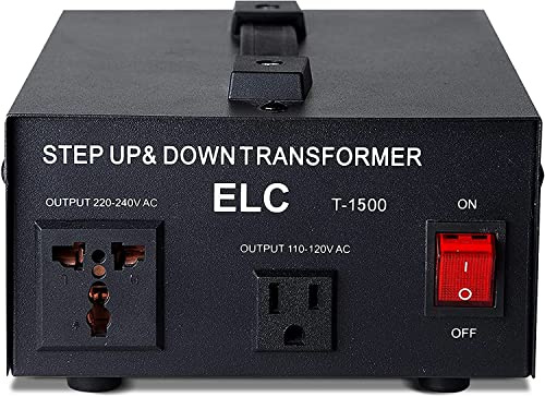 ELC T Series 1500+ Watt Voltage Converter Transformer - Step Up/Down - 110v to 220v / 220v to 110v Power Converter - Circuit Breaker Protection, CE Certified [3-Years Warranty]