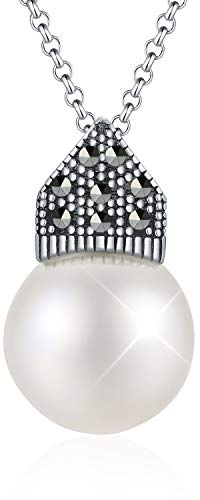 Springlight ✦ Muttertagsgeschenke für Mama S925 Sterling Silber Kette Damen Shell Pearl Anhänger White Pearl Anhänger Halskette Handgefertigter Personalisierter Schmuck Geschenke für Frauen.