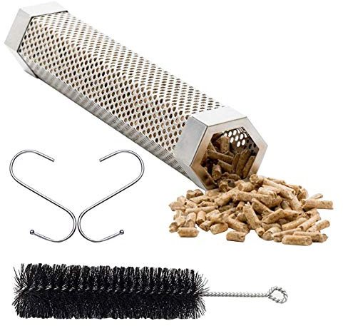 MiaoxinUK Pellet Smoker Tube, 6 Barbecue Wood Pellet Tube Smoker for Cold/Hot Smoking, Portable BBQ Smoke Generator Works with All Electric Gas Charcoal Grill or Smokers