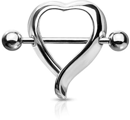 beyoutifulthings Brustwarzen-Piercing Herz Brust-Piercing Nippel-Piercing Intim-Piercing Chirurgenstahl Gold Silber Schwarz Stab 1,6/19mm