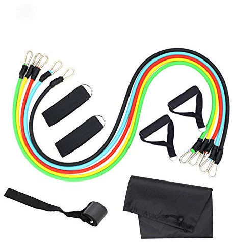 SlimpleStudio Quality Resistance Bands - Multifunktions-Rallye-Gerät Yoga-Übung Rallye-Seil 11-teiliges Set Rallye-Band Muskeltraining Fitness-Band-Karabiner mit schwarzem Griff