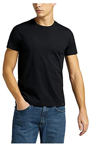 Lee Twin Pack Crew T-shirt Homme, Noir, XL