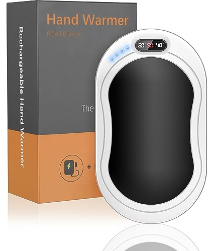 Lidasen Scaldamani ricaricabile, 10000 mAh, riutilizzabile, scaldamani elettrico, portatile, USB, ideale come regalo di Natale per bambini, donne e uomini
