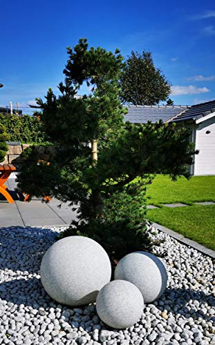 Trango 3er Set 202540GB in 20/25/40cm Durchmesser IP65 LED Gartenkugel inkl. je 1x 4 Watt E27 LED Leuchtmittel & ca. 5 Meter IP44 Kabel in Granitstein-Optik *NATURE* Kugelleuchte, Gartenleuchte
