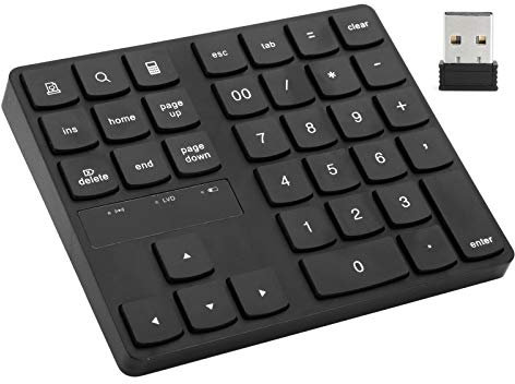 Fdit 35 Keys Wireless Numeric Keypad, 2.4G Bluetooth Number Pad with Page up & Down Key | Arrow Key | Number Key | Shortcut Keys, Ultra Slim Mini Keyboard for Laptop