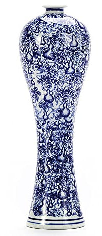 China Ceramic Vase Blue and White Porcelain Chinese Handmade Decorative Flower Vase for Living Room, Home Decor, Office, Table Centerpiece(33cm)