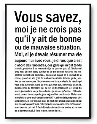 Planetee Affiche Bonne ou mauvaise situation | Poster Tableau Citation film Humour fond blanc pour décoration murale qualité papier Premium A4