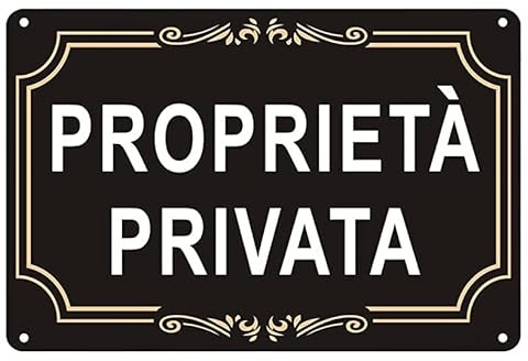 NEW CARTELLO SEGNALETICO - Proprietà Privata nero - Adesivo Extra Resistente, Pannello in Forex, Pannello In Alluminio (PANNELLO IN ALLUMINIO 20X31 CM)