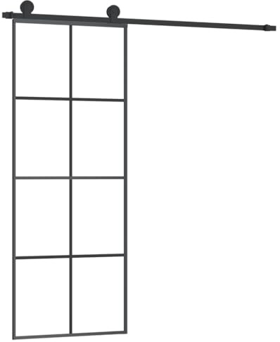 vidaXL Schiebetür mit Beschlag 76x205 cm ESG-Glas & Aluminium