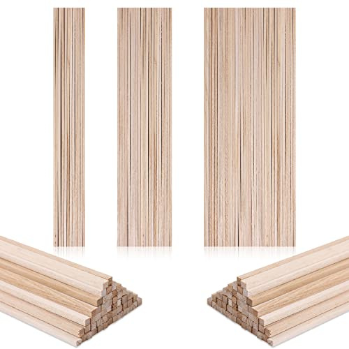 150 st 30,5cm Balsa Träpinnar, 3mm 5mm Fyrkantiga Träpinnar av Naturligt Trä Oavslutade Träremsor Trä Stavar Wood Dowel Rods för Trädekorationer