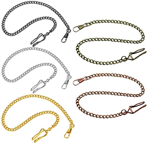 Mikikit Taschenuhrenketten Dekorative Uhrenketten 5 Stück Retro aus Legierung 39cm Lange Robust und Verformbar als Taschenuhrenzubehör