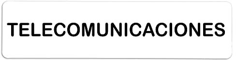 Becral® - Señal adhesiva de PVC TELECOMUNICACIONES | Placa puerta PVC BLANCO | Señal informativa | Cartel Puerta 200X50mm
