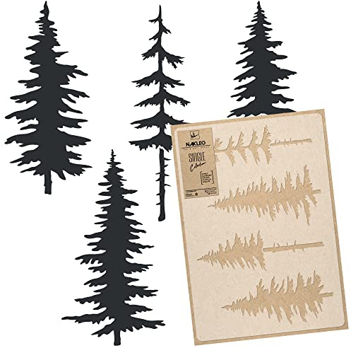 NAKLEO Floral Large Wall Painting Stencil 43x64 cm, Conifer Pine Fir Evergreen Pattern, Reusable Plastic Template, DIY Art and Craft Home Decor, Floor Wood Fabric Furniture