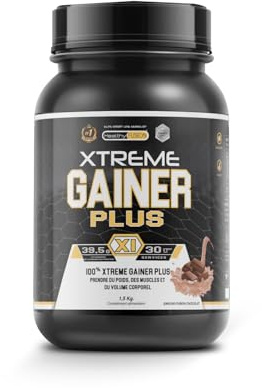 Healthy Fusion Mass Gainer avec Whey Protein, BCAA, Magnésium, Avoine et Maca | Haute teneur en glucides et calories propres | Favorise la prise de poids et le développement musculaire | 1,5 kg