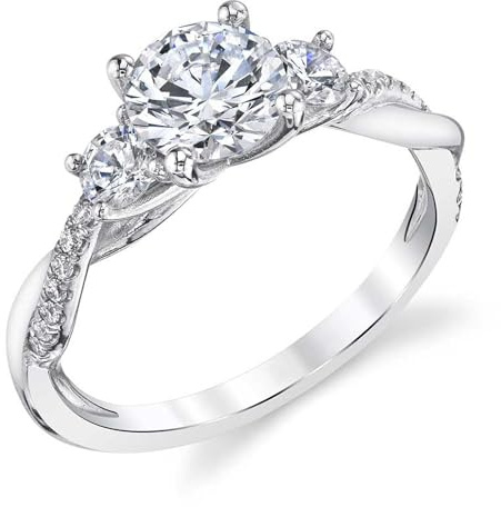 Molioaki 1.48 Karat (ctw) Verlobungsring Gold 9 Karat (375) Weißgold eheringe damen 3 Stein Verlobungsring Diamantring Brillantschliff 5A Zirkonia ring Verlobung Hochzeit Geschenk mit CZ