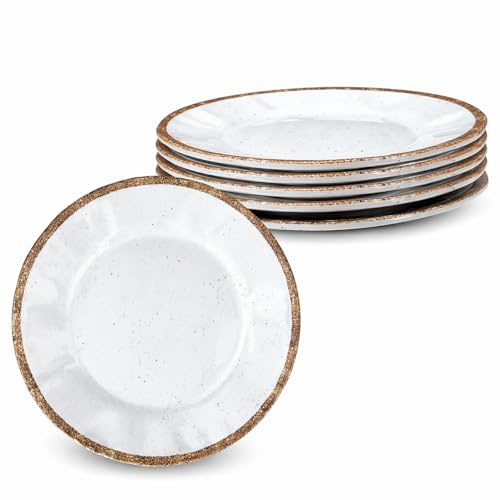 ARCA, Servizio di Piatti, Set di 6 Piatti Piani, Realizzati in Melamina, Set per la Tavola, Colore Bianco, Collezione Tierra, 28x2 cm