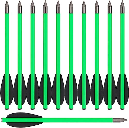 WANVZMR Arbalète Flèches 6.3'' Pistolet Arbalète Carbone Arbalète Flèches avec Pointes de Flèche 50 à 80 LBS pour Pratiquer la Cible de tir et la Chasse (Style1 12pcs)