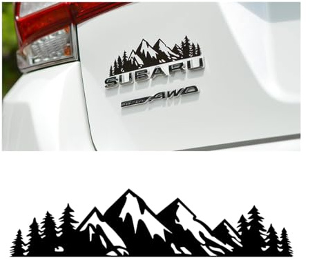 Osilly Snow Mountain Tree Decal Sticker for Car, 2PCS Mountains Graphic Logo Decals, 7 Inch Premium Badge Decals for Trunk Tailgate Emblem, Car Exterior Accessories, Universal Decoration (Black)