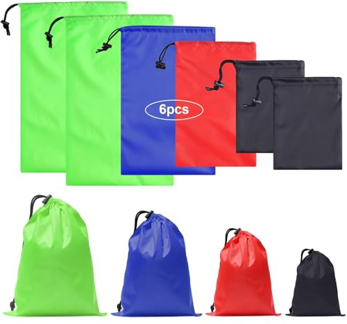 iMucci 6Pcs Drawstring Bags sack Nylon Bag ditty bag for Gym Traveling, Hiking, Yoga, Shopping…