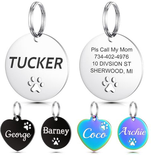 YEHANTI Hundemarke mit Gravur - Hundemarke Personalisiert mit Name, Telefonnummer und Adresse, Edelstahl Namensschild für Halsband, Rund Anhänger Marke für Hunde, Katzen und Welpen (Silber, Klein)