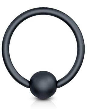 Paula & Fritz® Klemm-Ring Schwarz Matt Chirurgenstahl 316L Verschiedene Größen Ball Closure Ring Septum-Piercing Nasen-Ring Augenbraue-n Ohr Spann-Ring