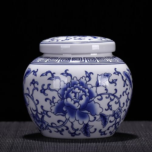 ASIAD Blaue Und Weiße Porzellandose Teedose, Keramik Vintage Zuckerbehälter Süssigkeiten Dose Porzellan Behälter Mit Deckel Teedosen Reisen Siegel,5
