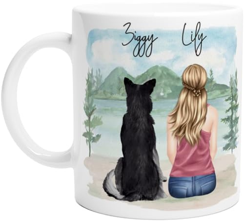 Engravables Cozy Custom Printed Mug – Personalised Gift for Dog Lovers – Cute, Funny & Heartfelt Designs – Multiple Sizes & Styles Available (11oz Ceramic Mug, Woman and Dog)