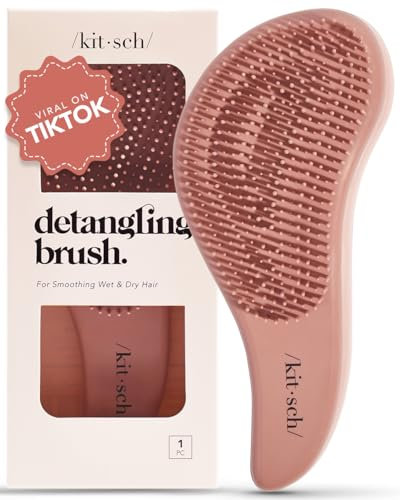 Kitsch Detangler Brush – Gentle Curly Hair Brush with Flexible Bristles for All Hair Types - Wet or Dry | Detangling Brush for Women & Men, Adults & Kids - Terracotta