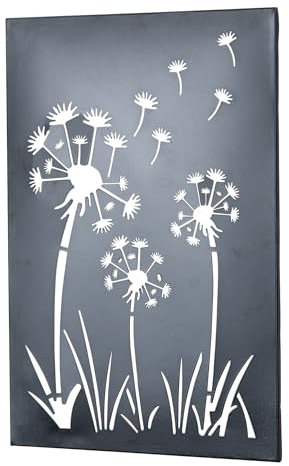 levandeo Wandbild Pusteblume H45cm Schwarz Metallbild Wanddeko Metalldeko Industrial Schild Blume