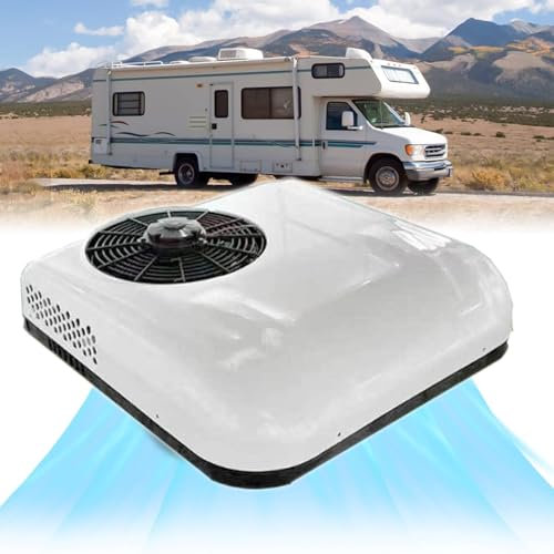 ExoticaBlend Climatiseur de Camping-Car, 12V/24V Climatiseur de Toit de Camping-Car pour Camions, Camping-Cars, Refroidissement Efficace pour Un Voyage Confortable dans Les Remorques,White-24v