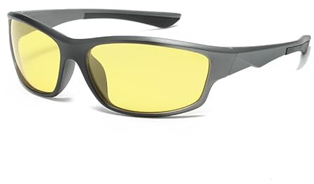 Long Keeper Nachtsichtbrille Polarisierende zum Autofahren Herren Damen Gelb zum Laufen, Radfahren, Angeln, Fahren Sportbrille