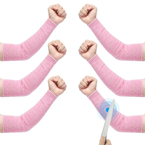 PATIKIL Schnittfeste Ärmel, 40,6 cm, 3 Paar, Armschutz, Unterarmschutz, HPPE Level 5, Schutz für dünne Haut und Prellungen, L, Rosa, rose, L