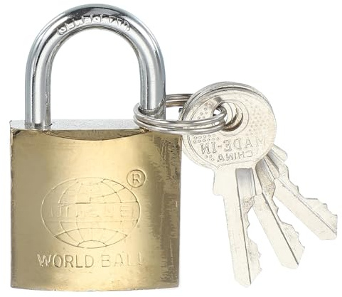 PATIKIL Cadenas en acier inoxydable 1,9, 1 cadenas à clé à anse longue à clé différente avec 3 clés résistant aux intempéries pour casier de gymnase, portail, clôture extérieure
