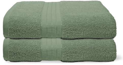 Brentfords 2 Pack Hand Towels For Bathroom, Ultra Soft 100% Cotton Absorbent Fade Resistant Quick Dry Hotel Quality Olive Green Hand Towels For kitchen & Gym, 50x80cm