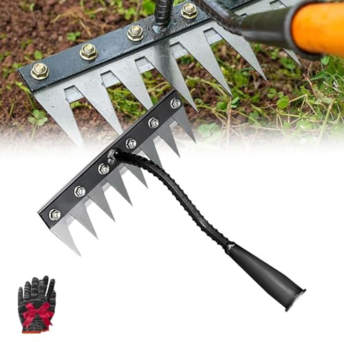 Rateau De Désherbage, 2026 Nouveau Rateau-De-Desherbage-Revolutionnaire, Râteau De Jardin en Acier Au Carbone Robust - Outil De Désherbage Et Déchaumage pour Jardinage (8Teeth)