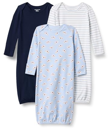 Amazon Essentials Unisex Baby Langärmeliger Schlafanzug aus Baumwolle, Koala/Marineblau/Streifen, 0-6 Monate