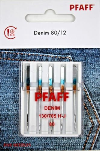 PFAFF 5 Nähmaschinennadeln 130/705H Stärke 80 für Jeans/Denim