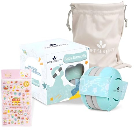 Soft Serenity Brusreducerande babyhörlurar, hörselkåpor öronskydd för spädbarn, bebisar och barn flygplanshjälm, perfekt för sömn, resor och festivaler, aqua, one size
