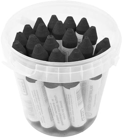 Bauster® Lot de 24 craies de marquage de pneus indélébiles dans le seau - Pour construction, voiture, métal - Couleur : noir/blanc/jaune/rouge (noir)