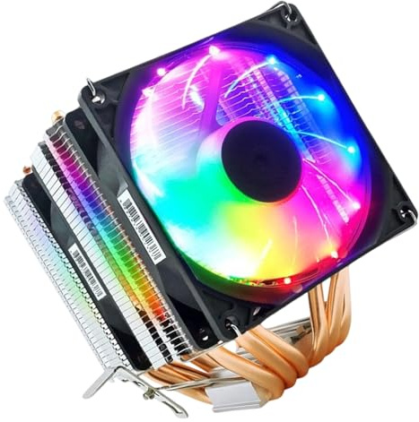 ULIJTH Enfriadores de aire silenciosos para PC, estructura de doble torre, 6 tubos de calor de cobre, ventilador ajustable PWM, iluminación RGBS, compatibilidad universal de CPU, refrigeración de PC