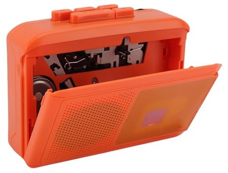Plyisty Bärbar Kassettspelare med Inbyggd Högtalare, Hörlursuttag, Enkel Retro Kompakt Orange Bandspelare, Kassettbandspelare - Batteri/Trådbunden Matad Leverans