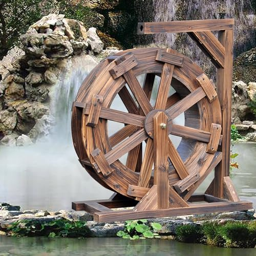 Water Wheel Fountain for Garden Patio Pond Pool, Vintage Outdoor Indoor Decorative Ornamental Fountain with Stand, Outdoor Garden Decoration Water Feature(50 cm (19.7 in))