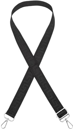 Verstellbarer Schultergurt für Taschen, Taschengurte zum Wechseln, Breit Schulterriemen Tragegurt für Handtasche Umhängetasche Bauchtasche Crossbody Bag, Silbern Schnalle, 75-130cm, Schwarz